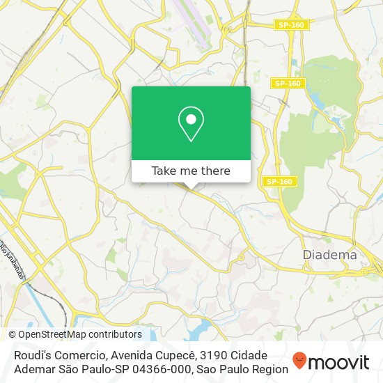Mapa Roudi's Comercio, Avenida Cupecê, 3190 Cidade Ademar São Paulo-SP 04366-000