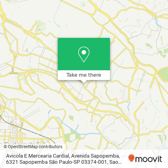 Mapa Avicola E Mercearia Cardial, Avenida Sapopemba, 6321 Sapopemba São Paulo-SP 03374-001