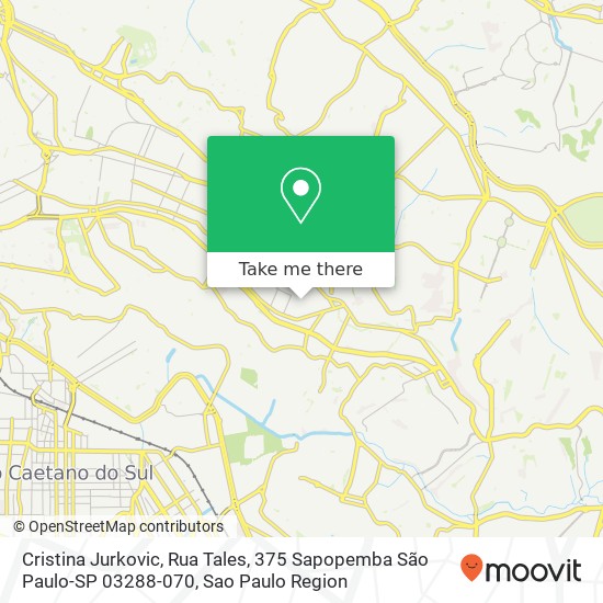 Cristina Jurkovic, Rua Tales, 375 Sapopemba São Paulo-SP 03288-070 map