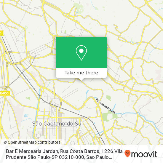 Mapa Bar E Mercearia Jardan, Rua Costa Barros, 1226 Vila Prudente São Paulo-SP 03210-000