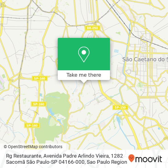 Mapa Rg Restaurante, Avenida Padre Arlindo Vieira, 1282 Sacomã São Paulo-SP 04166-000