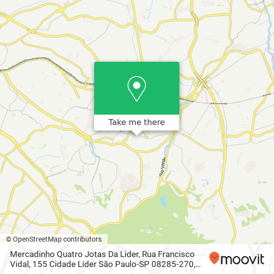 Mapa Mercadinho Quatro Jotas Da Lider, Rua Francisco Vidal, 155 Cidade Líder São Paulo-SP 08285-270