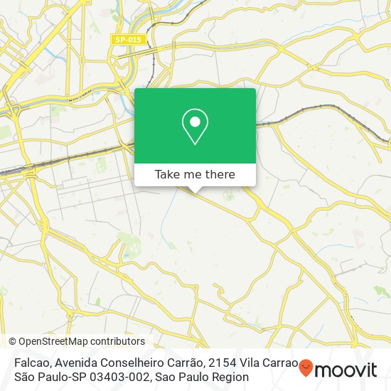 Mapa Falcao, Avenida Conselheiro Carrão, 2154 Vila Carrao São Paulo-SP 03403-002