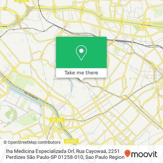 Iha Medicina Especializada Orl, Rua Cayowaá, 2251 Perdizes São Paulo-SP 01258-010 map