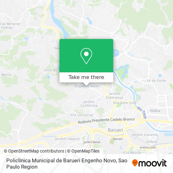 Mapa Policlínica Municipal de Barueri Engenho Novo