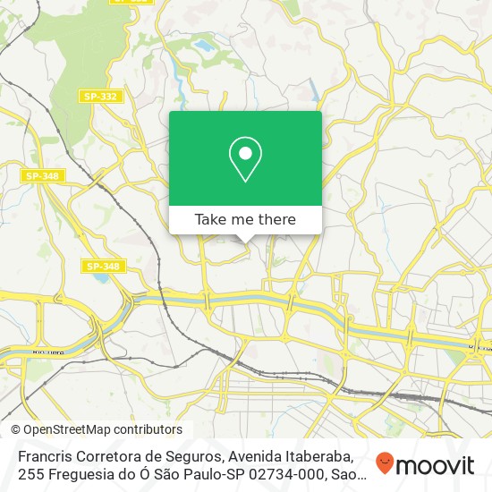 Mapa Francris Corretora de Seguros, Avenida Itaberaba, 255 Freguesia do Ó São Paulo-SP 02734-000