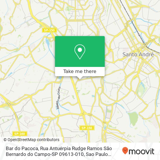 Mapa Bar do Pacoca, Rua Antuérpia Rudge Ramos São Bernardo do Campo-SP 09613-010
