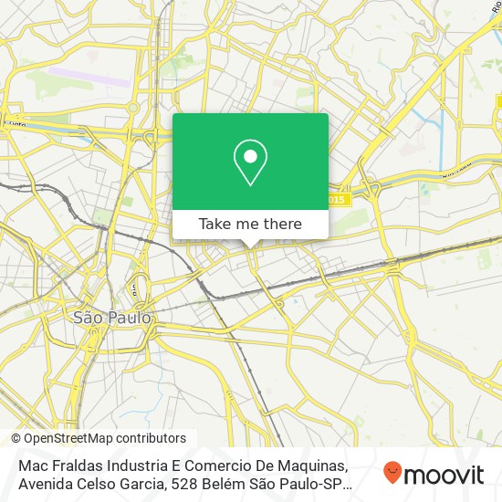 Mapa Mac Fraldas Industria E Comercio De Maquinas, Avenida Celso Garcia, 528 Belém São Paulo-SP 03014-000