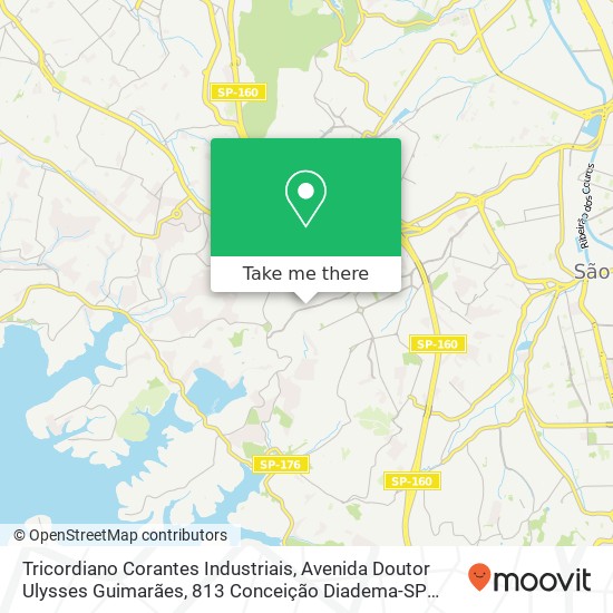 Mapa Tricordiano Corantes Industriais, Avenida Doutor Ulysses Guimarães, 813 Conceição Diadema-SP 09990-080