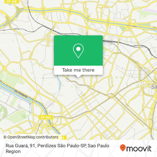 Mapa Rua Guará, 91, Perdizes São Paulo-SP