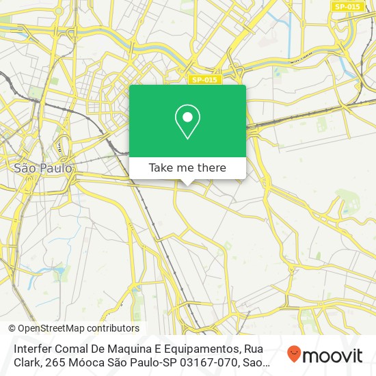 Mapa Interfer Comal De Maquina E Equipamentos, Rua Clark, 265 Móoca São Paulo-SP 03167-070