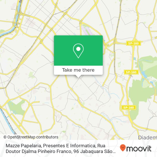 Mapa Mazze Papelaria, Presentes E Informatica, Rua Doutor Djalma Pinheiro Franco, 96 Jabaquara São Paulo-SP 04368-003