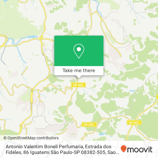 Mapa Antonio Valentim Boneli Perfumaria, Estrada dos Fidéles, 86 Iguatemi São Paulo-SP 08382-505