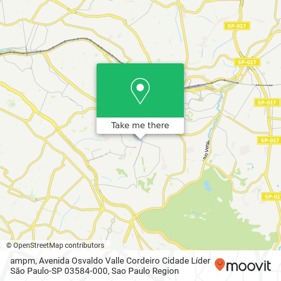 Mapa ampm, Avenida Osvaldo Valle Cordeiro Cidade Líder São Paulo-SP 03584-000