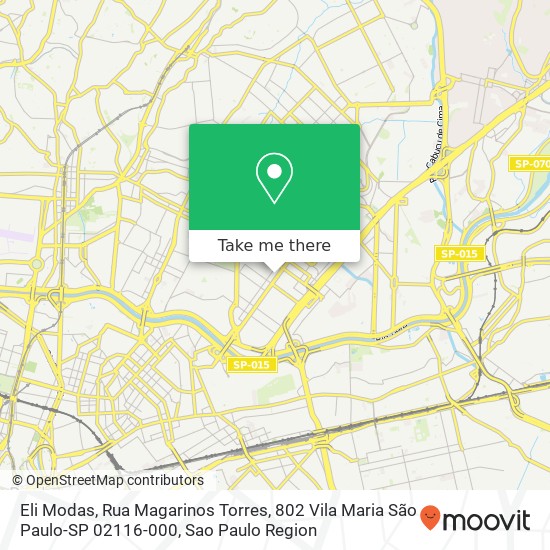 Mapa Eli Modas, Rua Magarinos Torres, 802 Vila Maria São Paulo-SP 02116-000