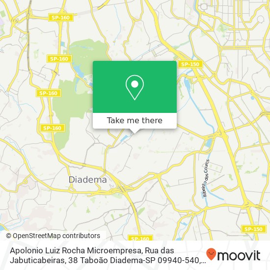 Mapa Apolonio Luiz Rocha Microempresa, Rua das Jabuticabeiras, 38 Taboão Diadema-SP 09940-540