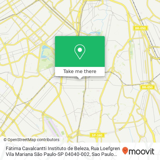 Mapa Fátima Cavalcantti Instituto de Beleza, Rua Loefgren Vila Mariana São Paulo-SP 04040-002