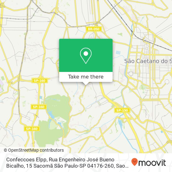 Mapa Confeccoes Elpp, Rua Engenheiro José Bueno Bicalho, 15 Sacomã São Paulo-SP 04176-260