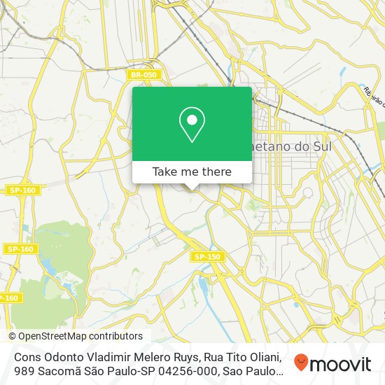 Mapa Cons Odonto Vladimir Melero Ruys, Rua Tito Oliani, 989 Sacomã São Paulo-SP 04256-000