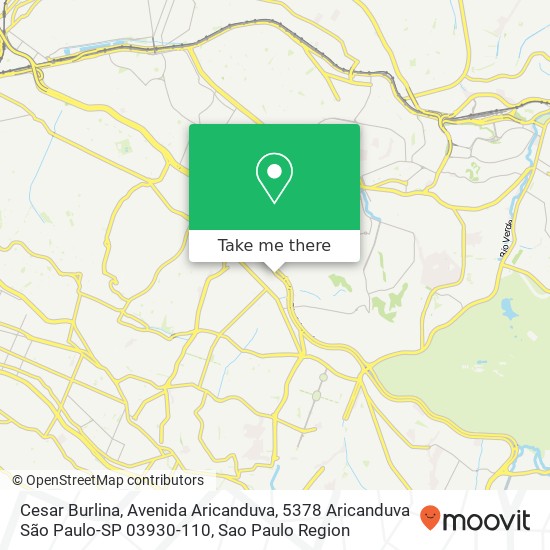 Mapa Cesar Burlina, Avenida Aricanduva, 5378 Aricanduva São Paulo-SP 03930-110