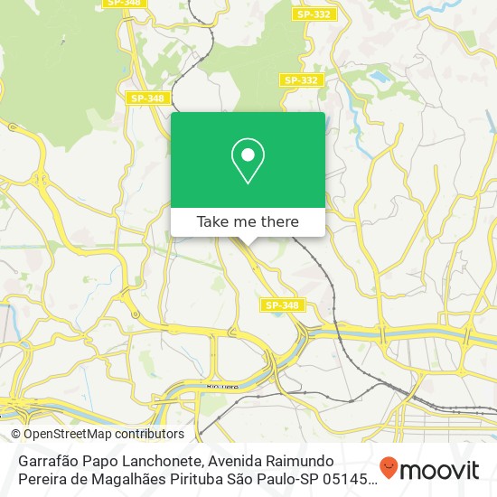 Mapa Garrafão Papo Lanchonete, Avenida Raimundo Pereira de Magalhães Pirituba São Paulo-SP 05145-200