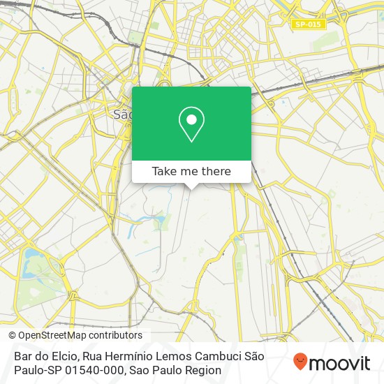 Mapa Bar do Elcio, Rua Hermínio Lemos Cambuci São Paulo-SP 01540-000