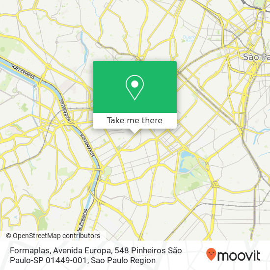 Mapa Formaplas, Avenida Europa, 548 Pinheiros São Paulo-SP 01449-001