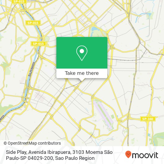 Mapa Side Play, Avenida Ibirapuera, 3103 Moema São Paulo-SP 04029-200