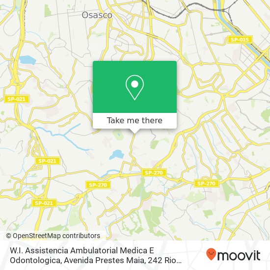 Mapa W.I. Assistencia Ambulatorial Medica E Odontologica, Avenida Prestes Maia, 242 Rio Pequeno São Paulo-SP 06040-017