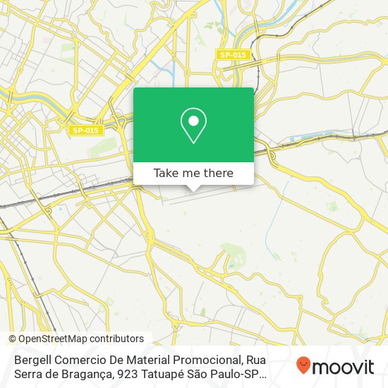 Mapa Bergell Comercio De Material Promocional, Rua Serra de Bragança, 923 Tatuapé São Paulo-SP 03318-000