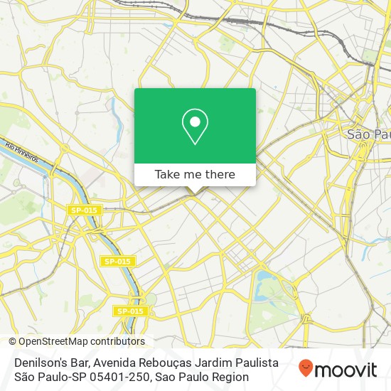 Mapa Denilson's Bar, Avenida Rebouças Jardim Paulista São Paulo-SP 05401-250