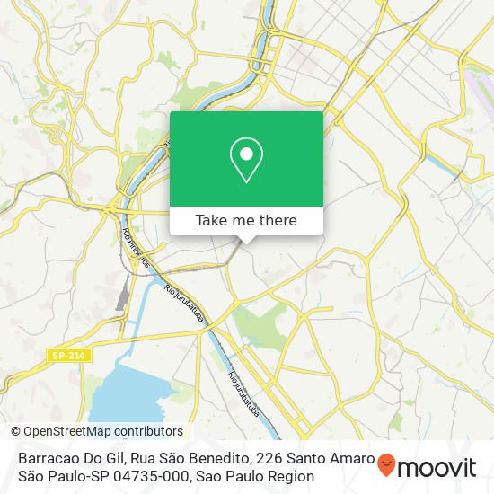 Mapa Barracao Do Gil, Rua São Benedito, 226 Santo Amaro São Paulo-SP 04735-000