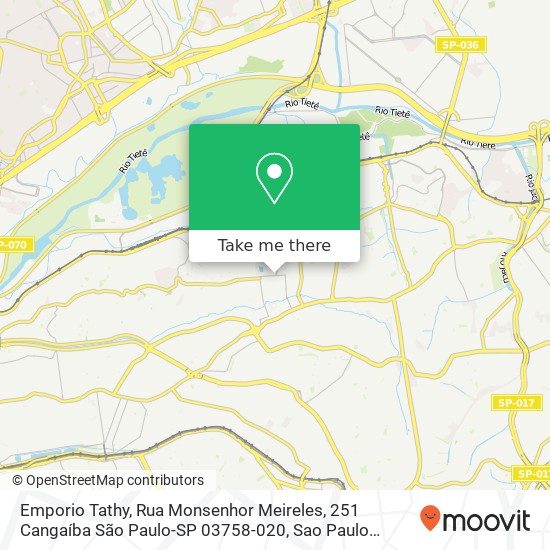 Mapa Emporio Tathy, Rua Monsenhor Meireles, 251 Cangaíba São Paulo-SP 03758-020