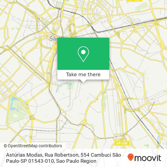 Mapa Astúrias Modas, Rua Robertson, 554 Cambuci São Paulo-SP 01543-010