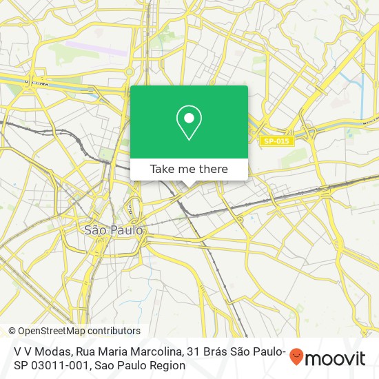 Mapa V V Modas, Rua Maria Marcolina, 31 Brás São Paulo-SP 03011-001