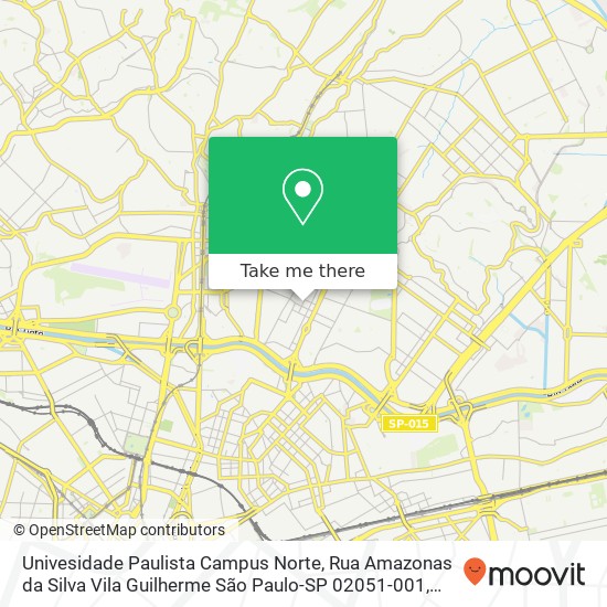 Mapa Univesidade Paulista Campus Norte, Rua Amazonas da Silva Vila Guilherme São Paulo-SP 02051-001