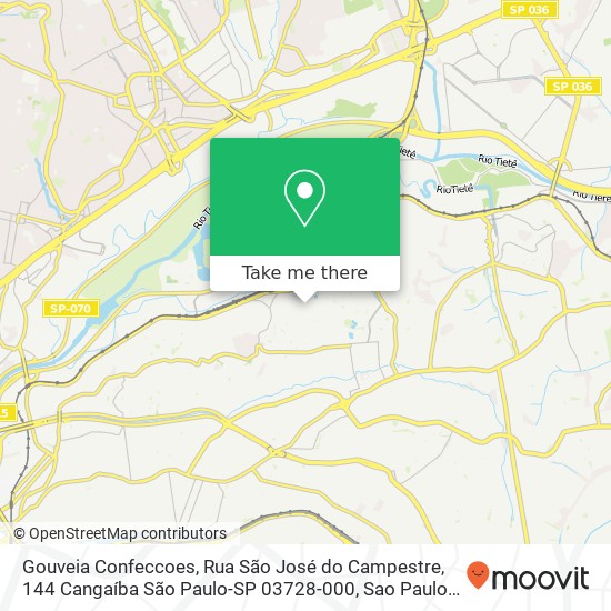 Mapa Gouveia Confeccoes, Rua São José do Campestre, 144 Cangaíba São Paulo-SP 03728-000