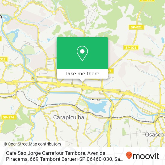 Mapa Cafe Sao Jorge Carrefour Tambore, Avenida Piracema, 669 Tamboré Barueri-SP 06460-030