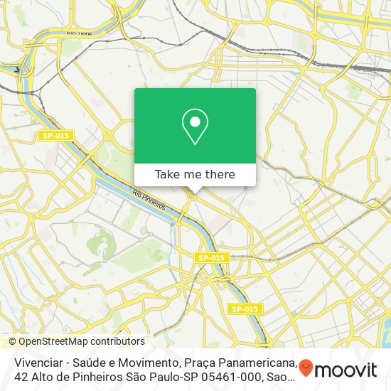 Mapa Vivenciar - Saúde e Movimento, Praça Panamericana, 42 Alto de Pinheiros São Paulo-SP 05461-000
