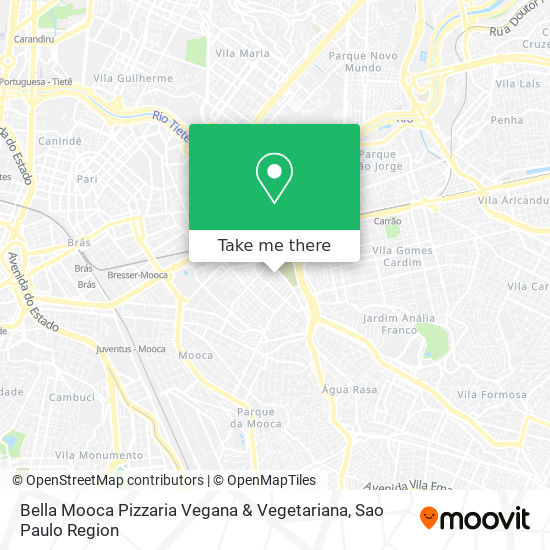 Mapa Bella Mooca Pizzaria Vegana & Vegetariana