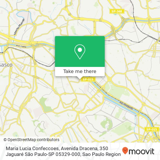 Mapa Maria Lucia Confeccoes, Avenida Dracena, 350 Jaguaré São Paulo-SP 05329-000