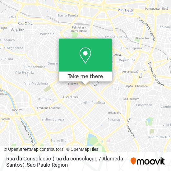 Mapa Rua da Consolação (rua da consolação / Alameda Santos)
