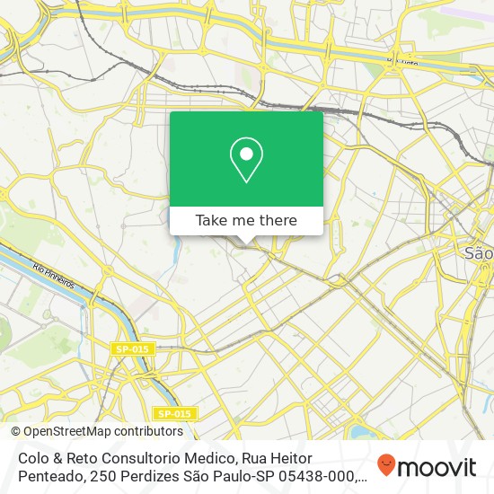 Mapa Colo & Reto Consultorio Medico, Rua Heitor Penteado, 250 Perdizes São Paulo-SP 05438-000