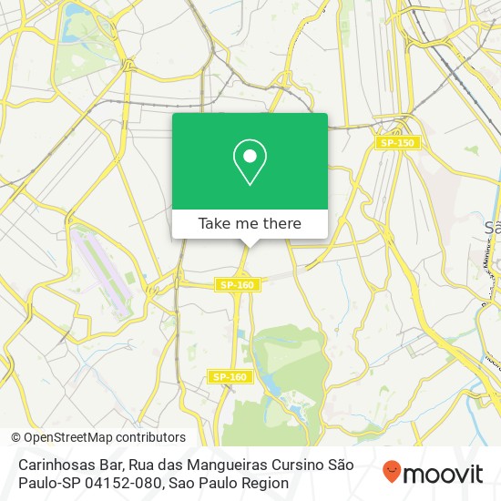 Mapa Carinhosas Bar, Rua das Mangueiras Cursino São Paulo-SP 04152-080