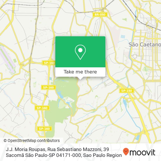 Mapa J.J. Moria Roupas, Rua Sebastiano Mazzoni, 39 Sacomã São Paulo-SP 04171-000