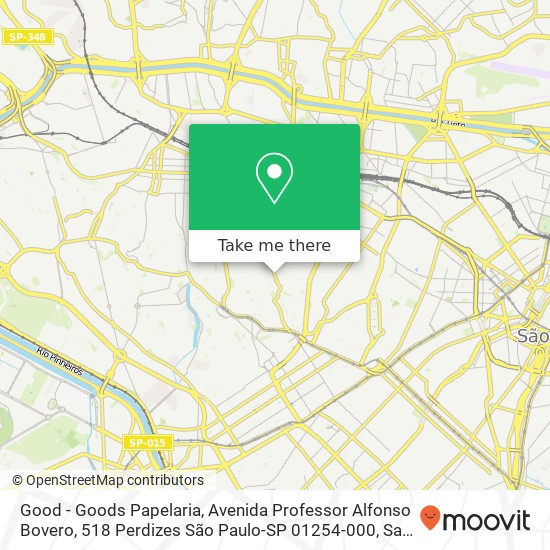 Mapa Good - Goods Papelaria, Avenida Professor Alfonso Bovero, 518 Perdizes São Paulo-SP 01254-000