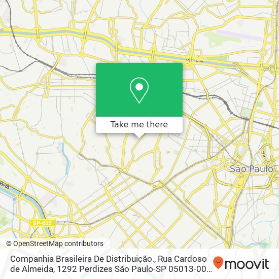 Mapa Companhia Brasileira De Distribuição., Rua Cardoso de Almeida, 1292 Perdizes São Paulo-SP 05013-001