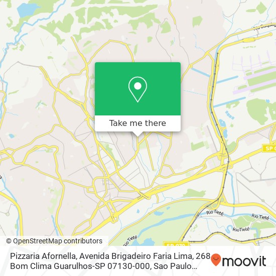 Mapa Pizzaria Afornella, Avenida Brigadeiro Faria Lima, 268 Bom Clima Guarulhos-SP 07130-000