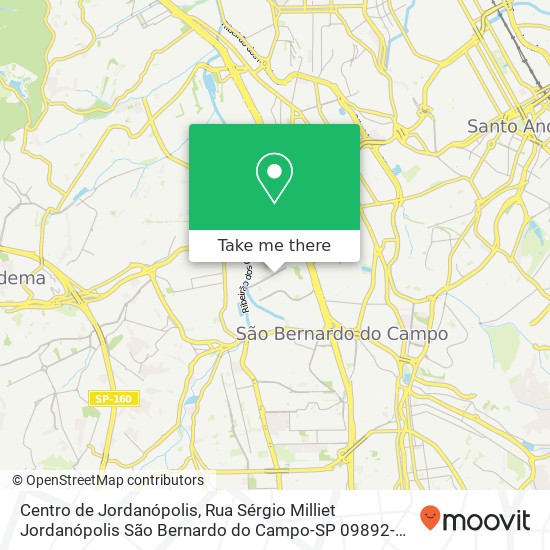 Mapa Centro de Jordanópolis, Rua Sérgio Milliet Jordanópolis São Bernardo do Campo-SP 09892-410