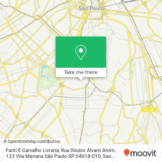 Mapa Fanti E Carvalho Livraria, Rua Doutor Álvaro Alvim, 123 Vila Mariana São Paulo-SP 04018-010
